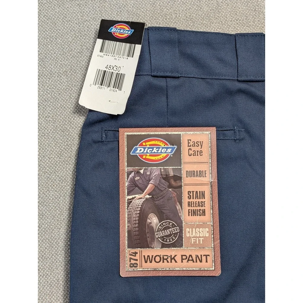 Dickies 874 Work Pants Men's Navy Blue 48x30 Durable Workwear Easy Care Uniform